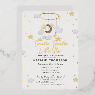 Invitation En Aluminium Fête de Bébé Twinkle Little Star Neutre en Genre