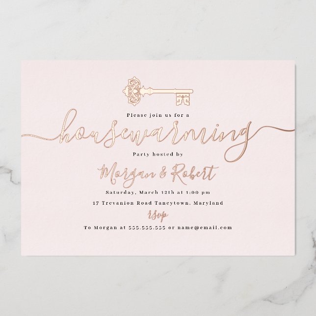 Invitation En Aluminium Fête de Chauffage Maison Rose Rouge Clair  (Recto)