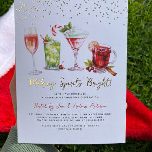 Invitation En Aluminium Fête de Cocktail de Noël Rendant les Esprits Lumin