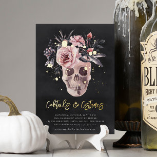Invitation En Aluminium Fête de cocktails et costumes d'Halloween avec crâ
