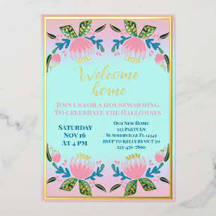 Invitation En Aluminium Fête de crémaillère dans un jardin floral moderne