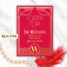 Fête de Derby de Cheval Art Déco Gatsby Rouge