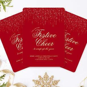 Invitation En Aluminium Fête de Fête de l'entreprise Cheer Red Gold