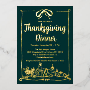 Invitation En Aluminium Fête de fête de Thanksgiving Dîner