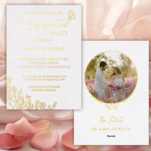 Invitation En Aluminium Fête de Fiançailles aux Fleurs de Prairie