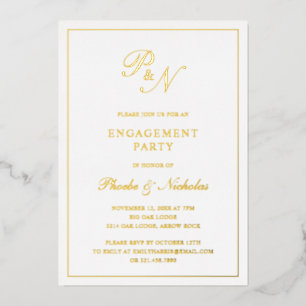 Invitation En Aluminium Fête de Fiançailles Élégante Classique