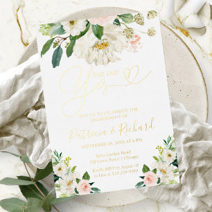 Invitation En Aluminium Fête de fiançailles Floral Elle a dit oui