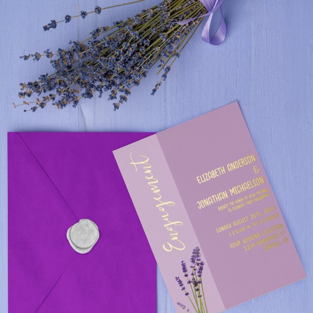 Invitation En Aluminium Fête de fiançailles Lavande Amour (Créateur téléchargé)