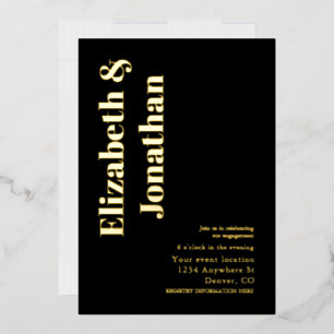 Invitation En Aluminium Fête de fiançailles typographie minimaliste
