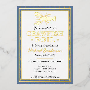 Invitation En Aluminium Fête de fin d'études bleue de fruits de mer Bouill