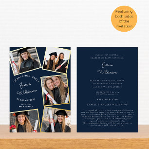Invitation En Aluminium Fête de graduation de collage photo moderne