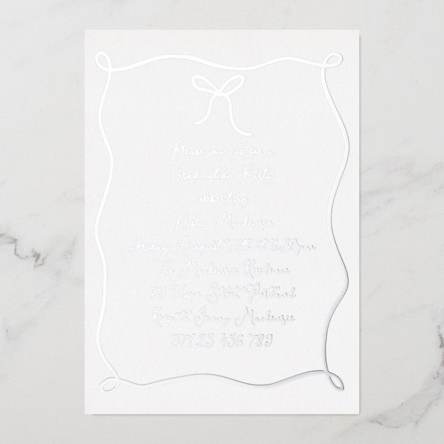 Invitation En Aluminium Fête de graduation de la photo de la main d'argent (Recto)