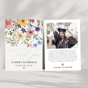 Invitation En Aluminium Fête de graduation Florale Fleur sauvage moderne