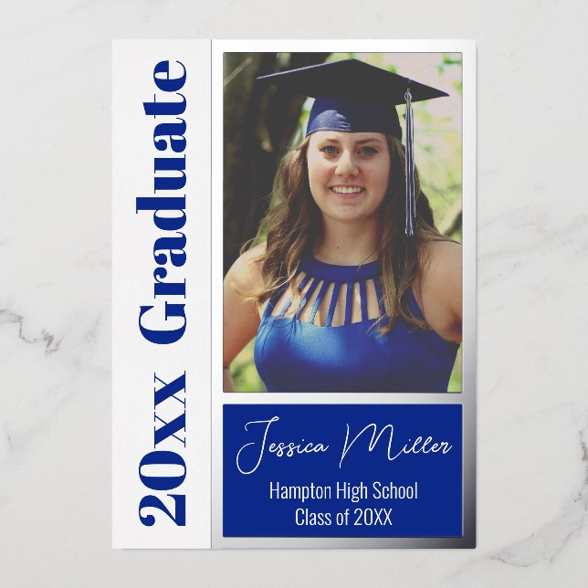 Invitation En Aluminium Fête de graduation photo minimale (Recto)