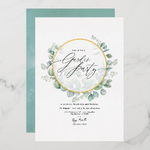 Invitation En Aluminium Fête de jardin Herbier d'Eucalyptus Géométrique