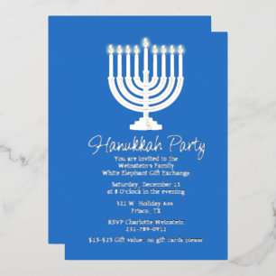 Invitation En Aluminium Fête de la Menorah de Hanukkah 