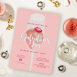 Invitation En Aluminium Fête de la Saint-Galentin Aquarelle Rosé rose