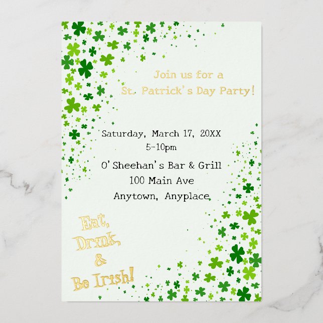 Invitation En Aluminium Fête de la Saint-Patrick  (Recto)