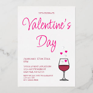 Invitation En Aluminium Fête de la Saint-Valentin autour du vin
