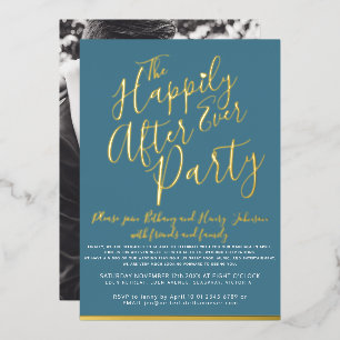 Invitation En Aluminium Fête de mariage à tout jamais blanc or sarcelle