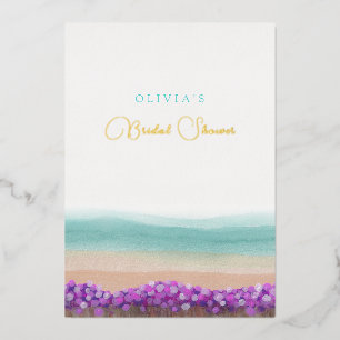 Invitation En Aluminium Fête de mariage Azure Coast en fleurs