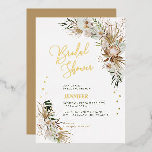 Invitation En Aluminium Fête de mariage bohème botanique verte et or