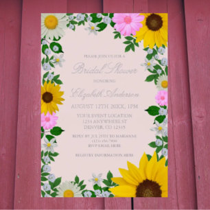 Invitation En Aluminium Fête de mariage champêtre avec tournesol et margue