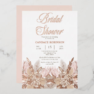 Invitation En Aluminium Fête de mariage champêtre Pampas Roses roses