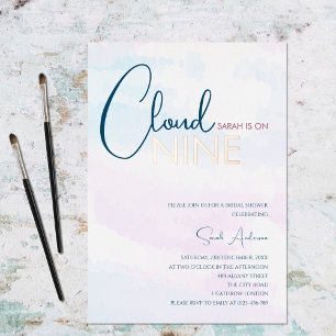 Invitation En Aluminium Fête de mariage Cloud Nine Abstrait Bleu Rose Gold