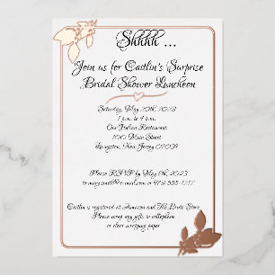 Invitation En Aluminium Fête de mariage floral, élégant blanc, or rose