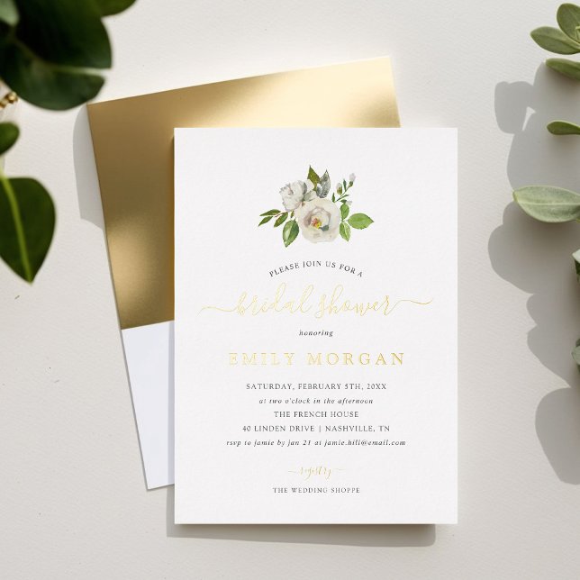 Invitation En Aluminium Fête de mariage Gilded Blooms (Créateur téléchargé)