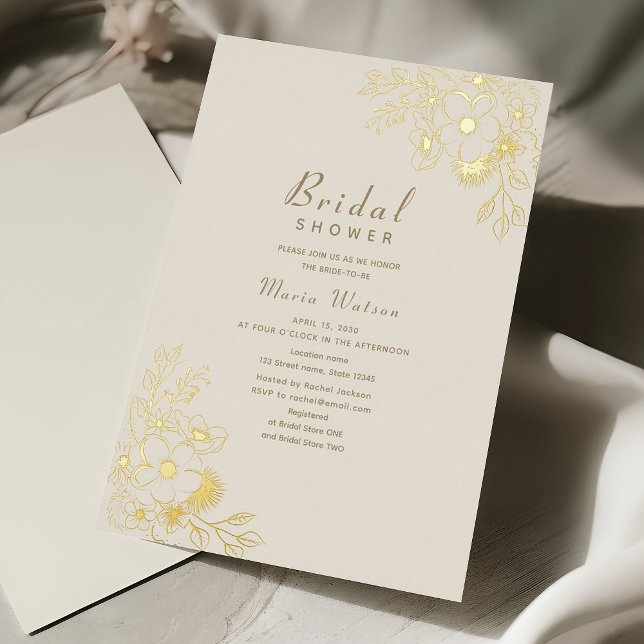 Invitation En Aluminium Fête de mariage Ivory Gold (Créateur téléchargé)