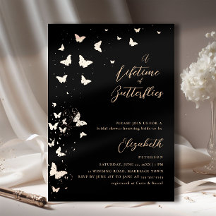 Invitation En Aluminium Fête de mariage papillons à vie Rose Gold Noir