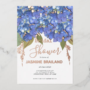Invitation En Aluminium Fête de mariage personnalisée avec hortensias bleu