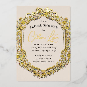 Invitation En Aluminium Fête de mariage Ruban Vintage Rose Jaune