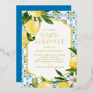 Invitation En Aluminium Fête de Naissance Bébé Citron Aquarelle Méditerran