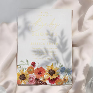 Invitation En Aluminium Fête de naissance été floral aquarelle coloré or