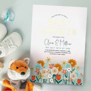 Invitation En Aluminium Fête de Naissance Filles Mignonnes Élégantes Fleur