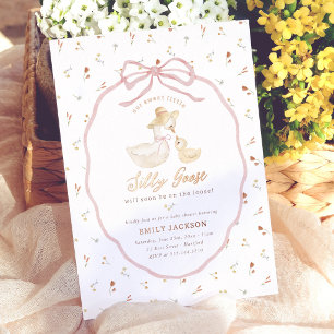 Invitation En Aluminium Fête de naissance Silly Goose Rose Sauvage