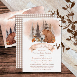 Invitation En Aluminium Fête de naissance virtuelle Woodland Bearly Wait p
