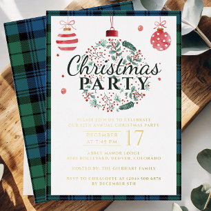 Invitation En Aluminium Fête de Noël à Carreaux Rustique Tartan Campbell O