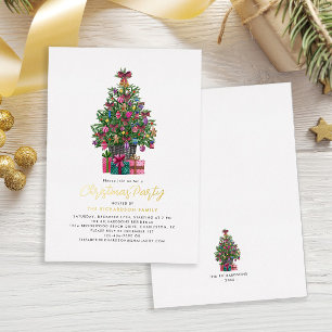 Invitation En Aluminium Fête de Noël Arbre d'or