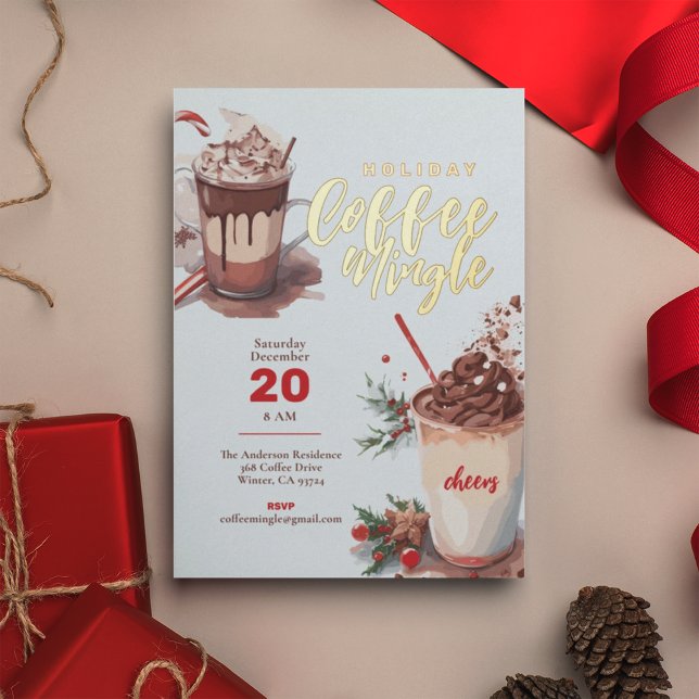 Invitation En Aluminium Fête de Noël autour d'un chocolat chaud  (Créateur téléchargé)
