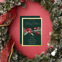 Fête de Noël classique verte avec bordure dorée