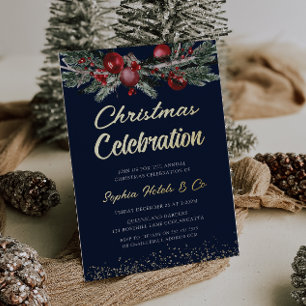 Invitation En Aluminium Fête de Noël de la Gold Navy