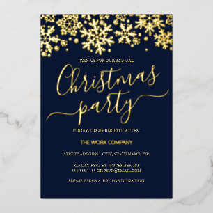 Invitation En Aluminium Fête de Noël de la Marine Snowflake Entreprise