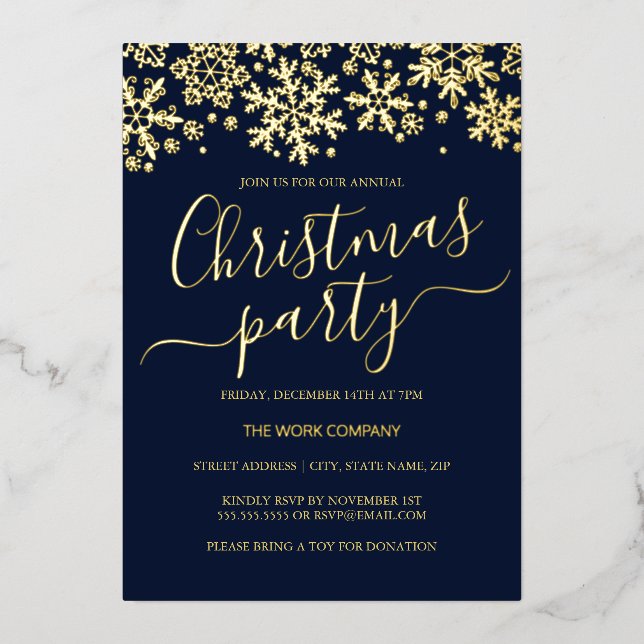 Invitation En Aluminium Fête de Noël d'entreprise de la Marine (Recto)