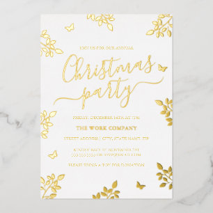 Invitation En Aluminium Fête de Noël d'entreprise en feuille d'or blanc