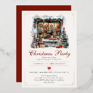 Invitation En Aluminium Fête de Noël devanture de magasin vintage