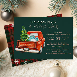 Invitation En Aluminium Fête de Noël élégante à carreaux en écriture scrip